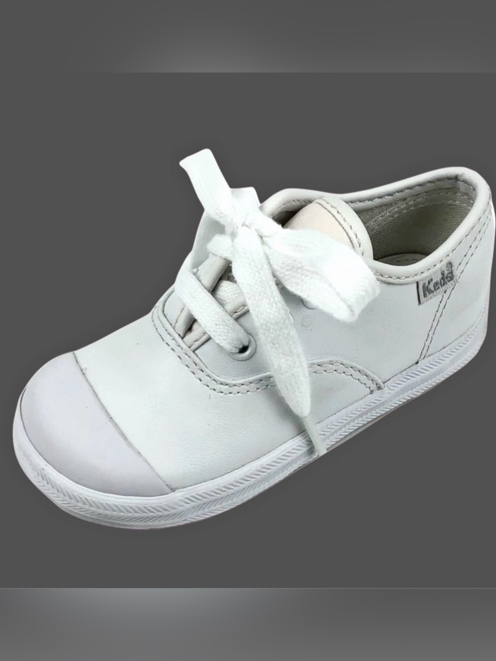 Keds Infant White Leather Lace-Up Sneaker Sz 7